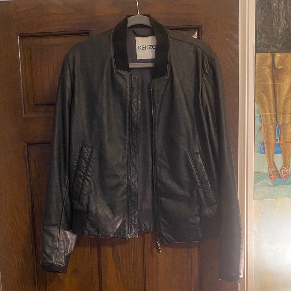 Kenzo Black Bomber Jacket with Orange Accents - Picture 2 of 9